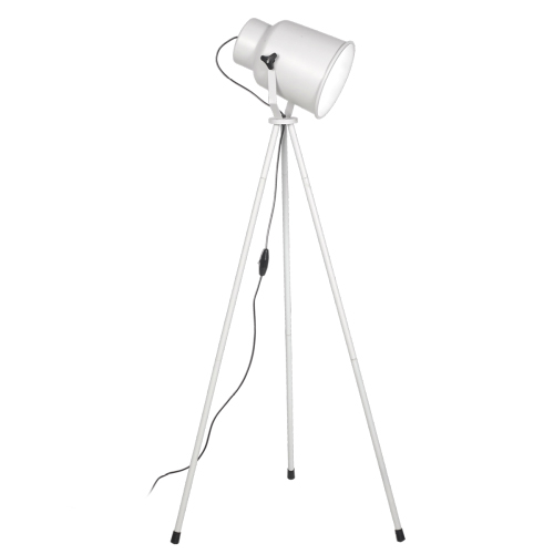 Lámpara de pie pantalla trípode metálica E27 blanca